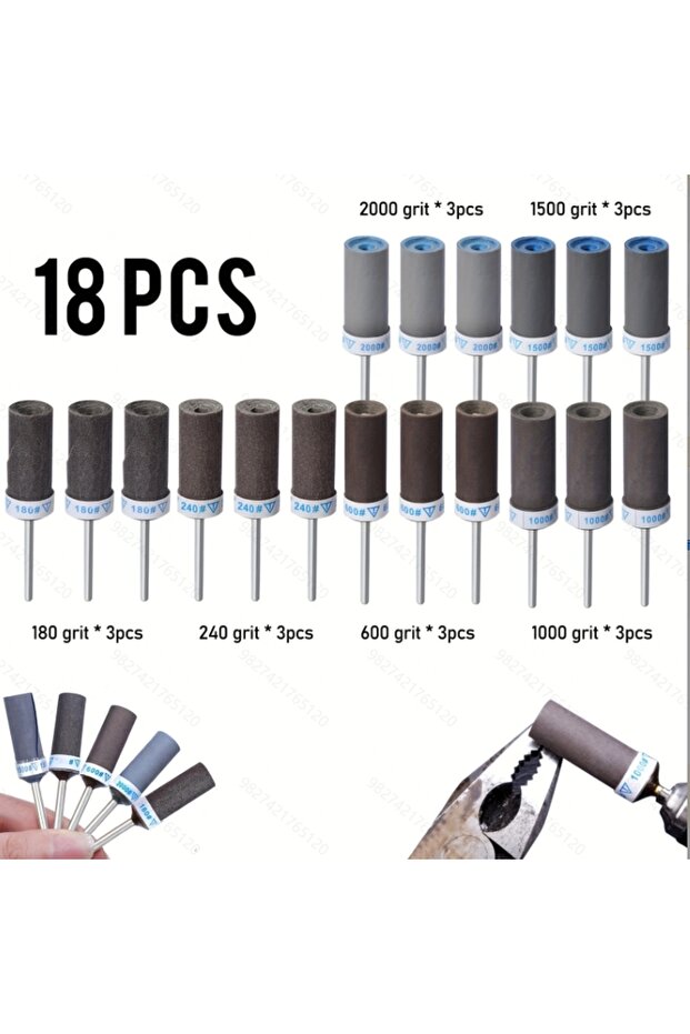18pcs 6/18pcs Multi grain sand drum with 1/8handle,sandpaper grinding head,woodworking polishing too