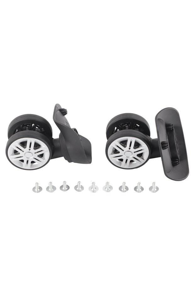 black Double Row Large Wheel Suitcase Accessory 1Pair Outdoor Mute Double Row Large Wheel Draw‑bar B