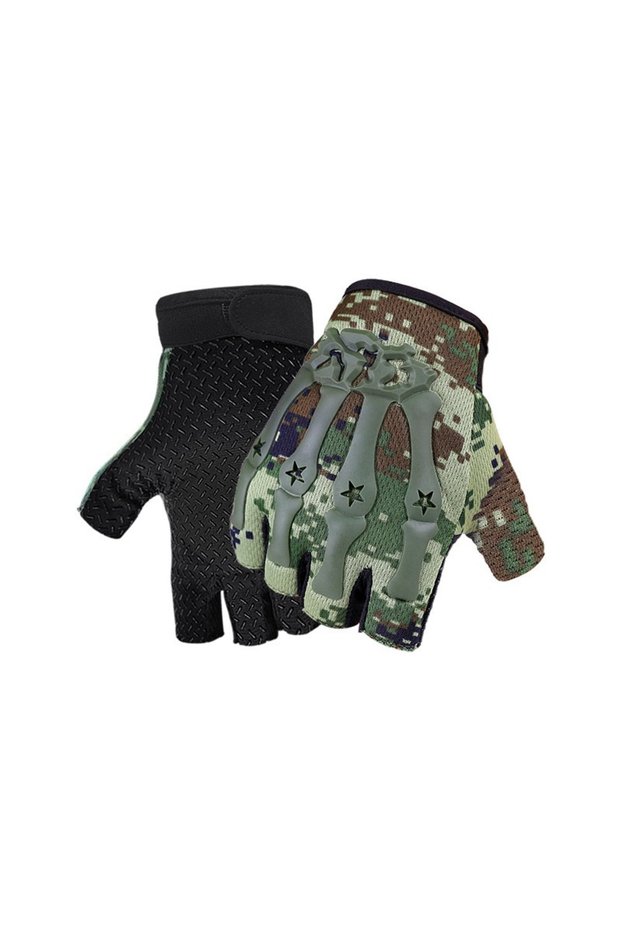 Camouflage Tactical Riding Fingerless Gloves Non-slip Half Finger Gloves for Motorcycle Cycling Clim