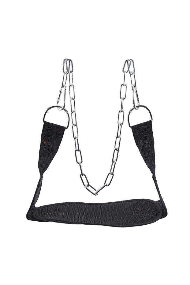 black Thicken Weight Lifting Belt With Chain Dipping Belt For Pull Up Chin Up Kettlebell Barbell Fit