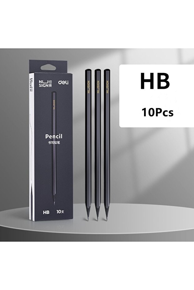 Deli HB 1set(10pcs) Black Wood Graphite Pencil Set HB 2B Black Lead Office Writing Pencil 10pcs Pack