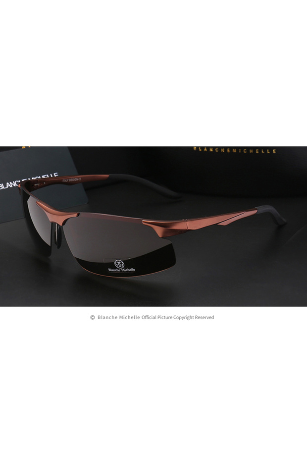 brown brown 2024 Aluminum Magnesium Men Sunglasses Polarized Sports Driving Night Vision Goggles Sun