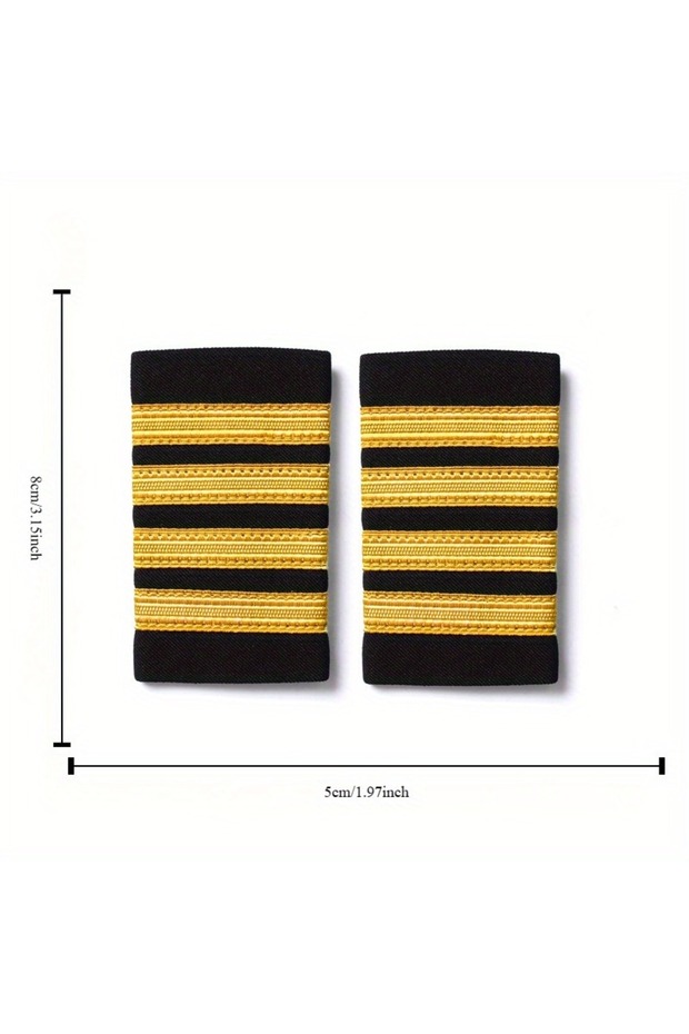 4 Bar Yellowe 1 Pair Pilot Aviation Uniform Shoulder Badge Shirts Craft Garment DIY Accessory Shoul