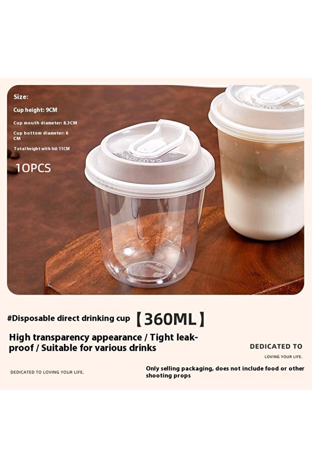A1 10pcs Transparent Coffee Cups With Lids U-shaped Disposable Cups For Hot Drink Milk Tea Takeaway