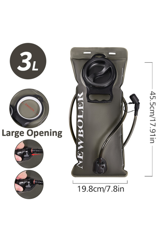 3L NEWBOLER Sports Water Bladder Hydration Pack Storage Bag BPA Free Portable Food Grade Outdoor Dri