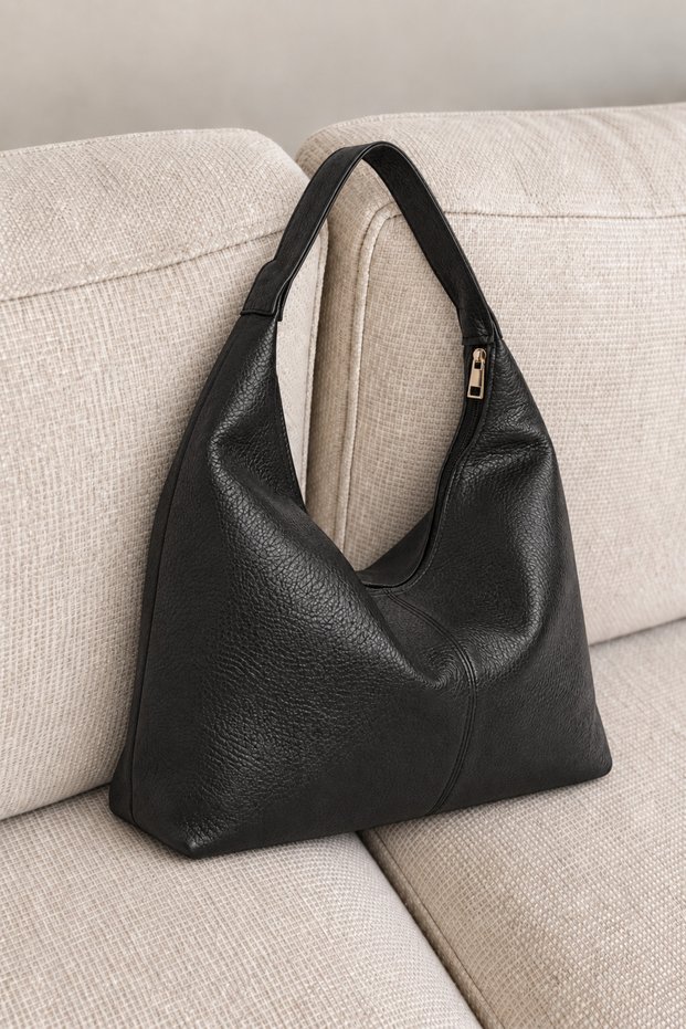 Women's Daily Black Large Size Zippered Lined Large Volume Stylish Women's Hand and Shoulder Bag