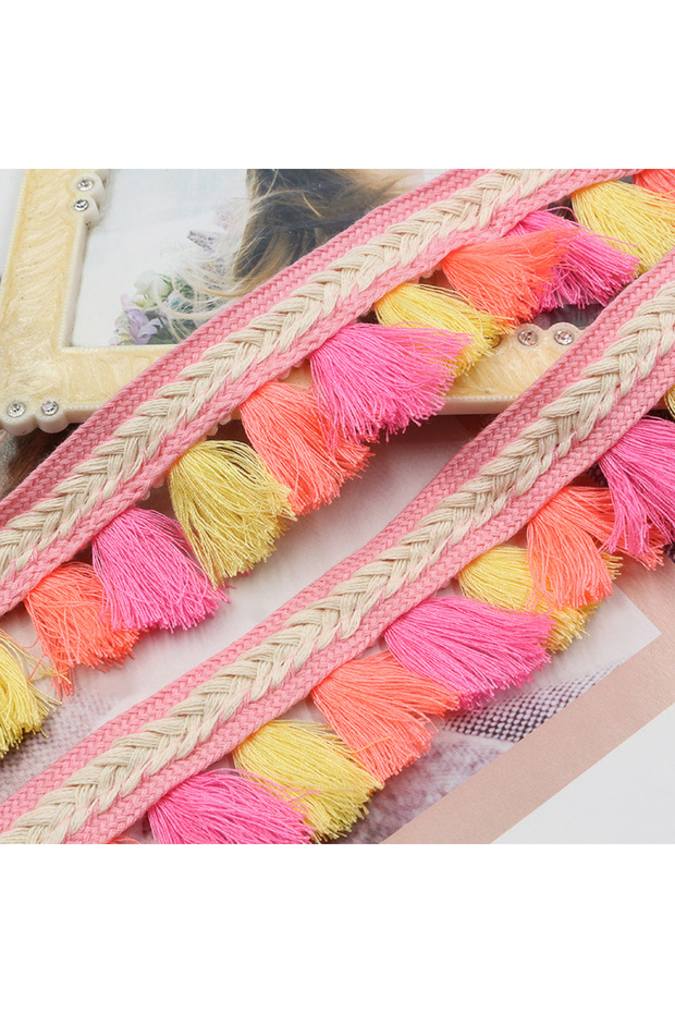 1 yard colorful Tassel Lace Trim Polyester Tassel Fringe Trim Color Tassel Lace Ribbon Sewing Garmen