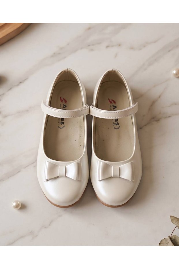 Girl's Bow Tie Pearl Pearl Patent Leather Orthopedic Ballerina Shoes