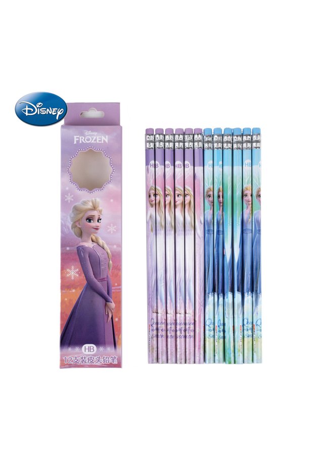 One Size A73001-2X 12Pcs Disney Officially Licensed Frozen Elsa Pencil Tow Colors Cute Pencil Set Er