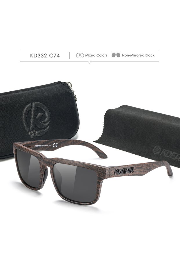 C74 black KDEAM Square Style Polarized Sunglasses For Men And Women Medium Size Overall Width 145mm