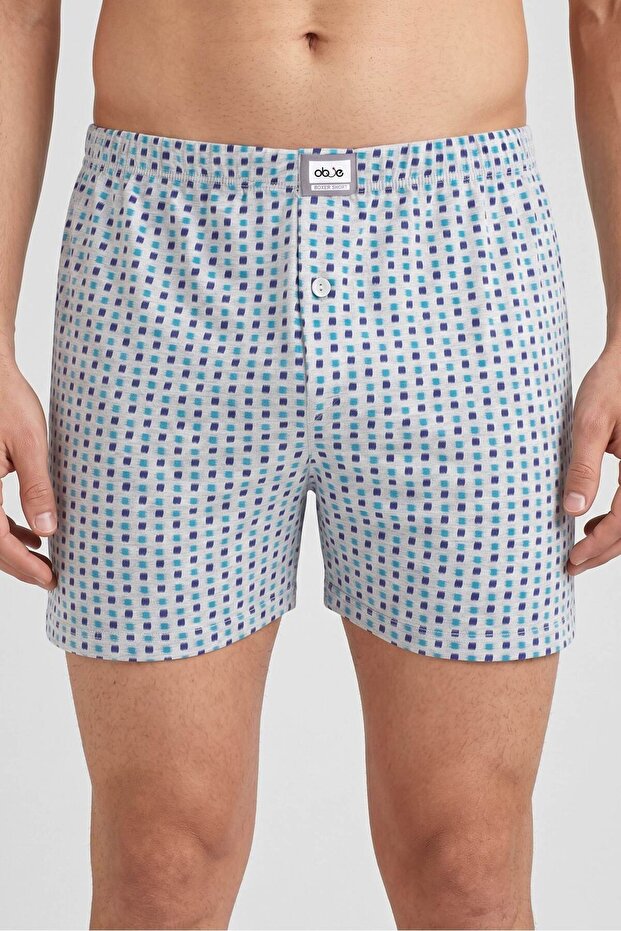 Men's Gray Brush Pattern Single Jersey Boxer