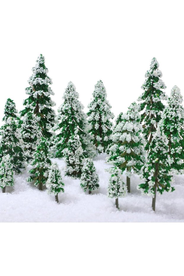 19pcs 19Pcs Christmas Trees Miniature Tree Diorama Supplies for Train Scenery Architecture DIY Craft