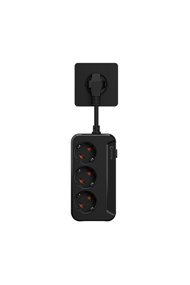 EU Plug Black 1.8M EU Plug AC Outlets Multitap Socket Extension Cord Electrical Power Strip With USB