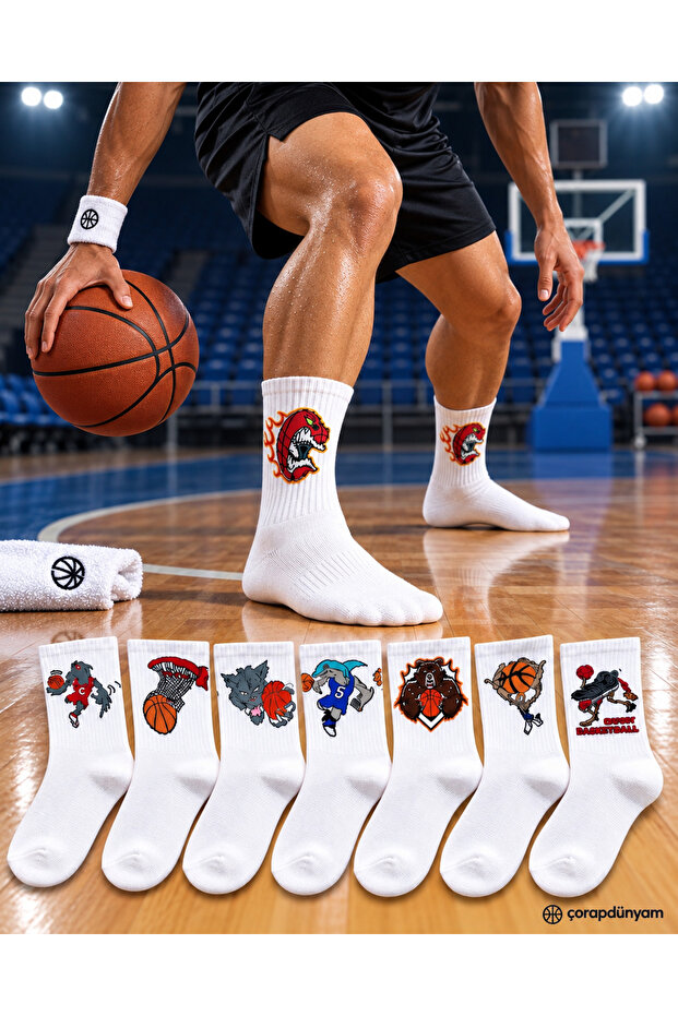 8 Pack Basketball Cheerful College Tennis Socks 1 Quality Combed Cotton