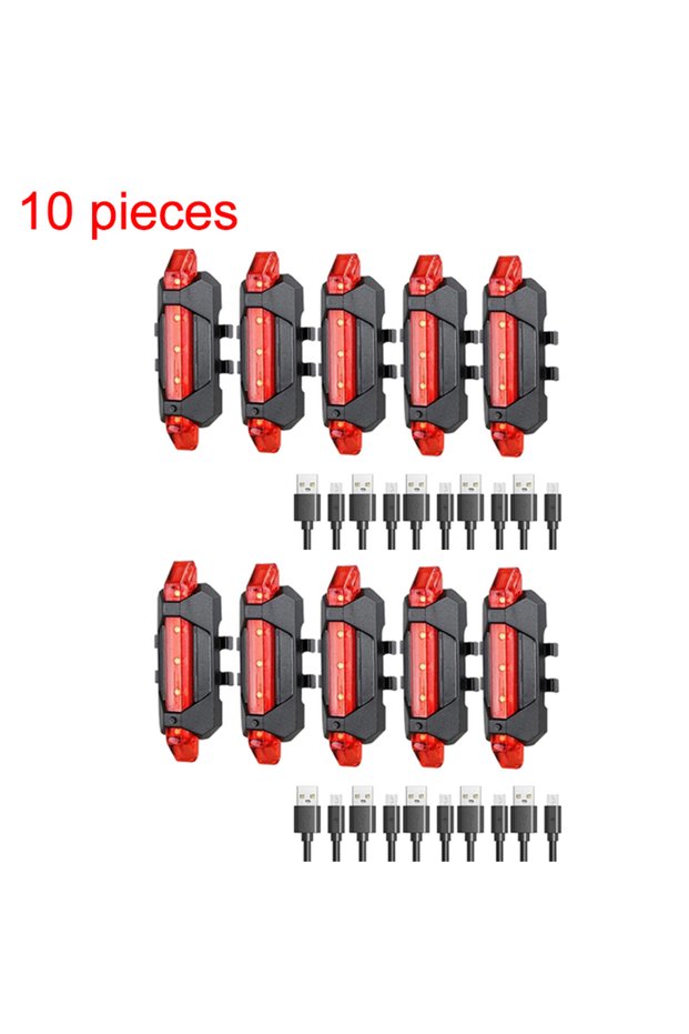 10 pieces Bicycle Taillight Bike USB LED Rechargeable MTB Road Bike Rear Back Light Lamp Flashlight