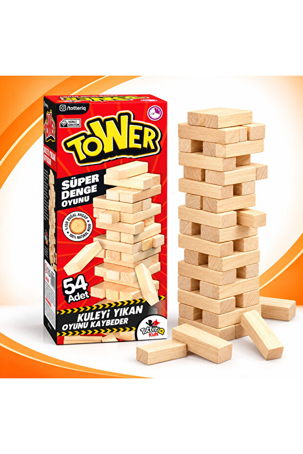 Wooden Jenga Balance Game Tower Large Size 54 Pieces