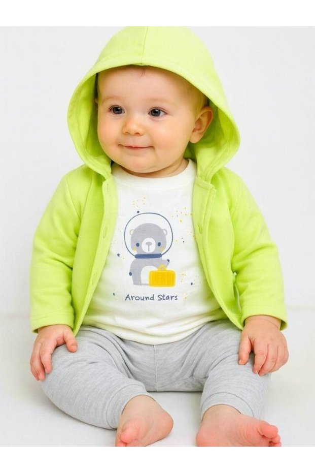 Baby Hooded and Printed 3-Piece Organic Tracksuit Set