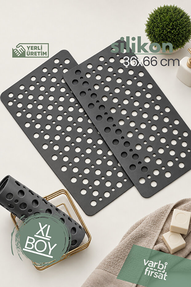 Bubble Suction Cup Bath and Shower Anti-Slip Mat 36X66 cm – Bathtub Mat with Drain Holes