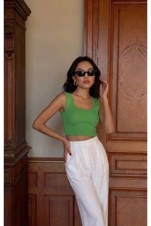 Sleeveless Strappy Square Neck Women's Knitted Blouse