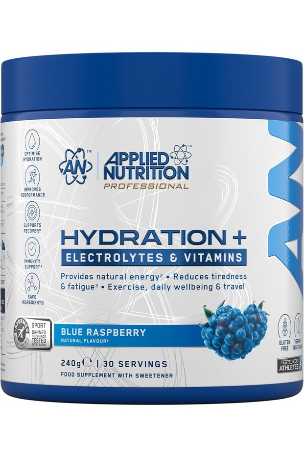 Hydration+ Complete Electrolyte & Vitamin - Natural Energy & Reduces Tiredness & Optimise Hydration (240g - 30 Servings)(Blue Raspberry)