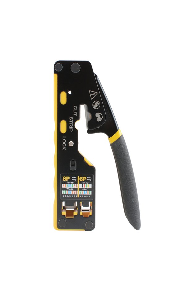 YELLOW RJ45 Crimp Tool RJ12/11 Crimper Plier Pass Through Ethernet Stripping Crimping Tool for Cat6