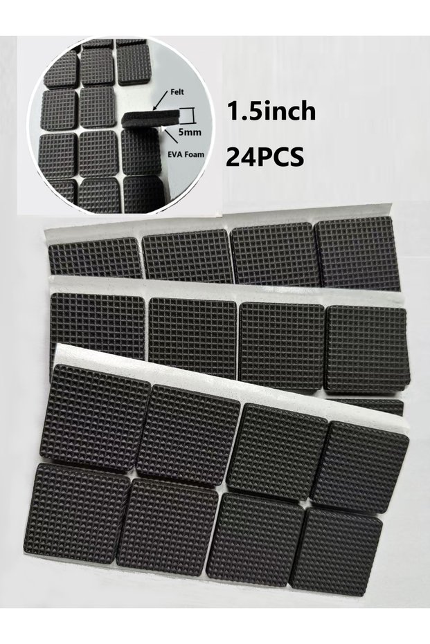 1 Pc 1.5in 24pcs square Non-Slip Furniture Pads Self Adhesive Rubber Feet for Furniture Legs Anti-Sl