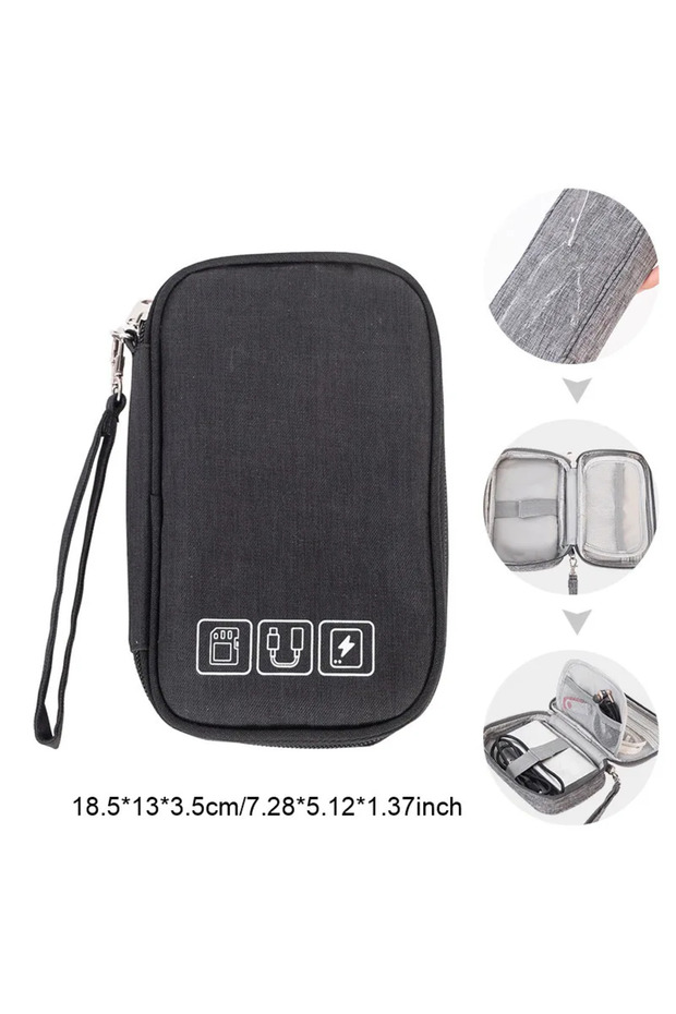 Black Wholesale Cable Storage Bag Electronic Organizer Digital Charger Wires USB Power Pouch Portabl