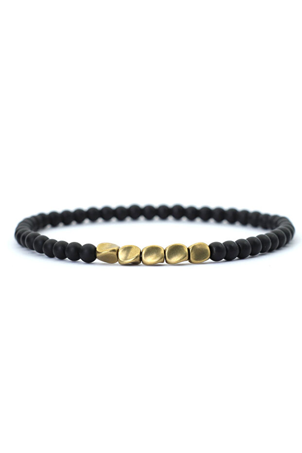 M 19.5cm 7.7Inch Onyx New Men 4mm Bracelet Irregular Copper Beads Strand Braclet Minimalist Black On