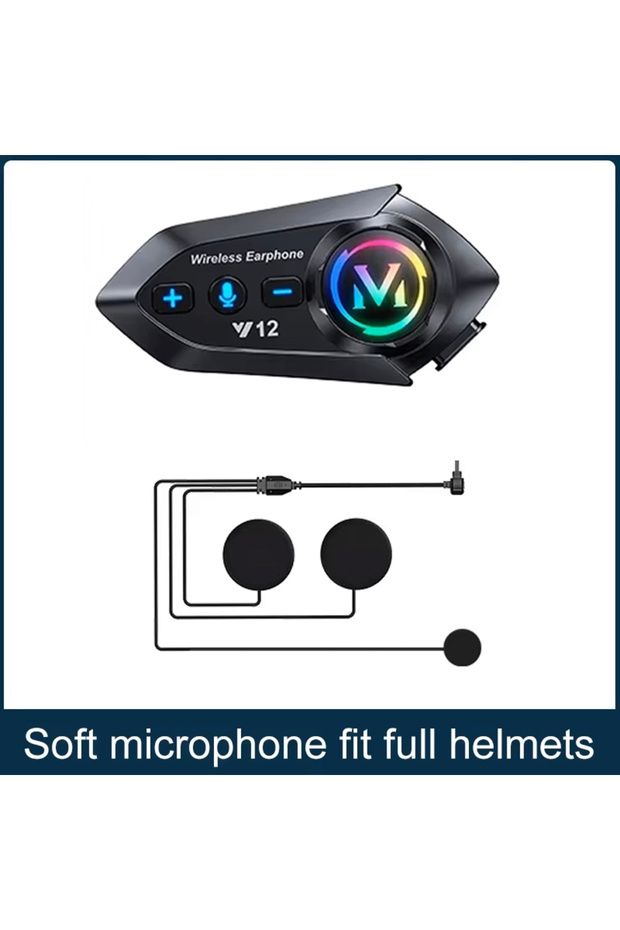 1pc Soft MIC Y12 Bluetooth 5.4 Motorcycle Helmet Headset Stereo Voice Control Hands Free Call Waterp