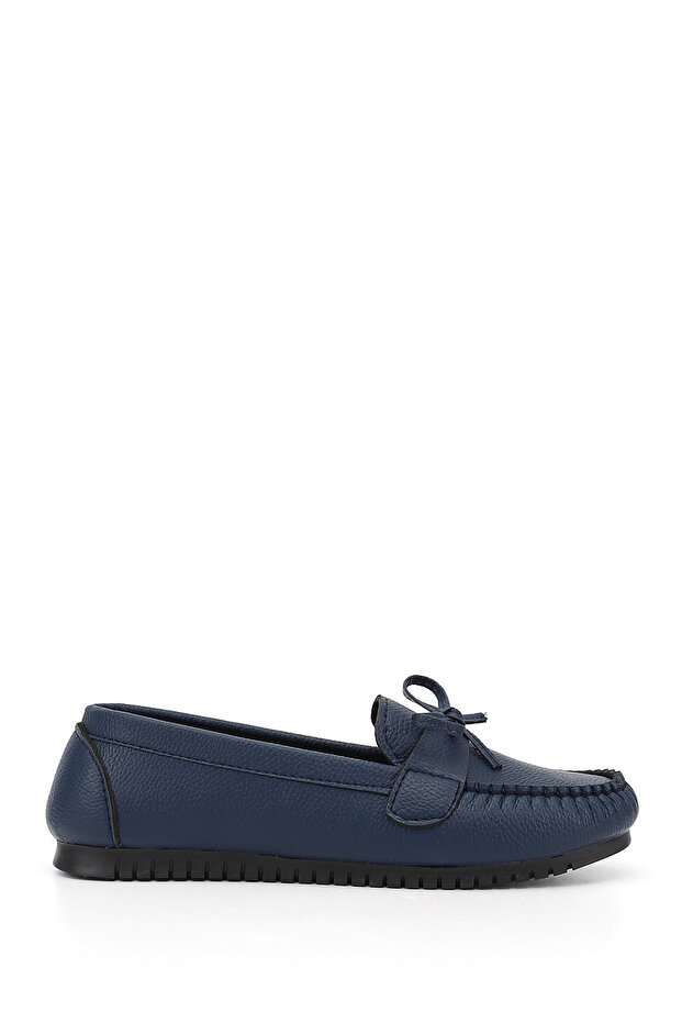 Women's Navy Blue Flat Sole Bow Tie Ballet Flats