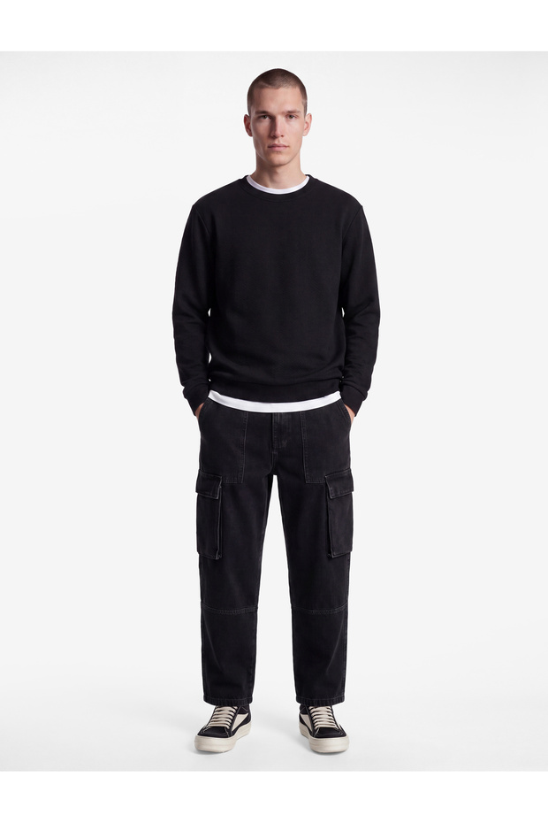 Comfortable Fit Cotton Pocket Cargo Jean Trousers