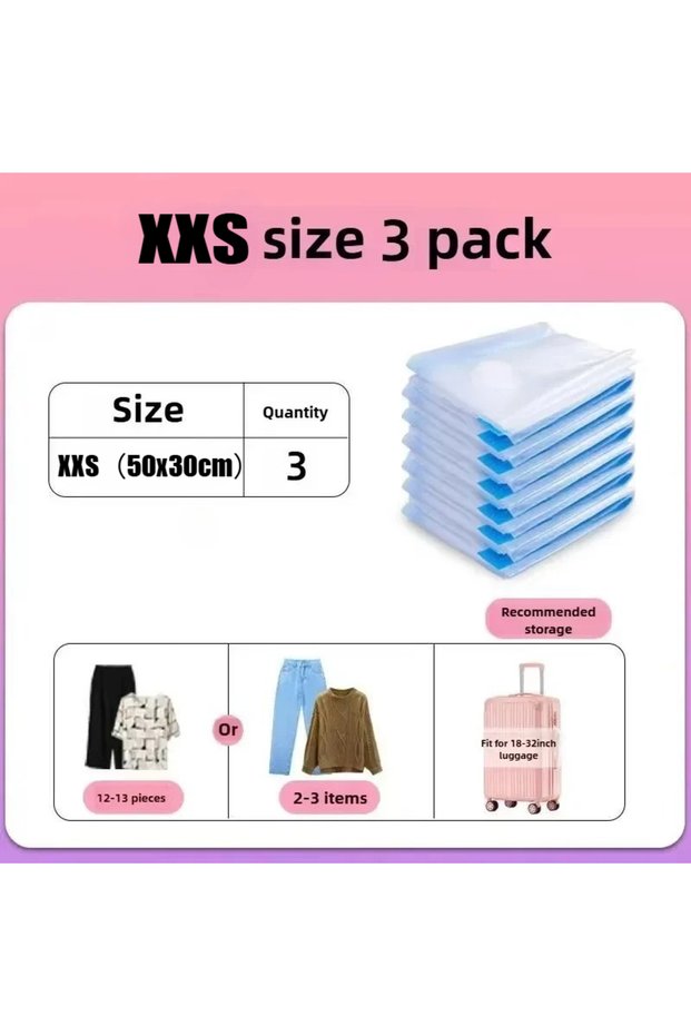 no pump 3pcs - 30x50cm 1-5pcs Vacuum Storage Bag Set with Pump Leakproof & Scratch-Resistant for Clo