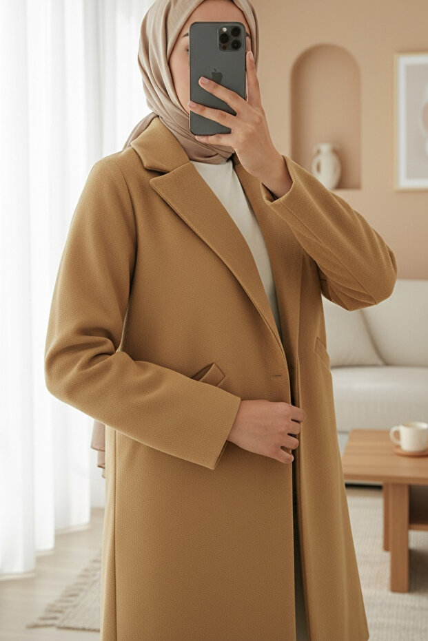 9085 Melton Coat - Mustard