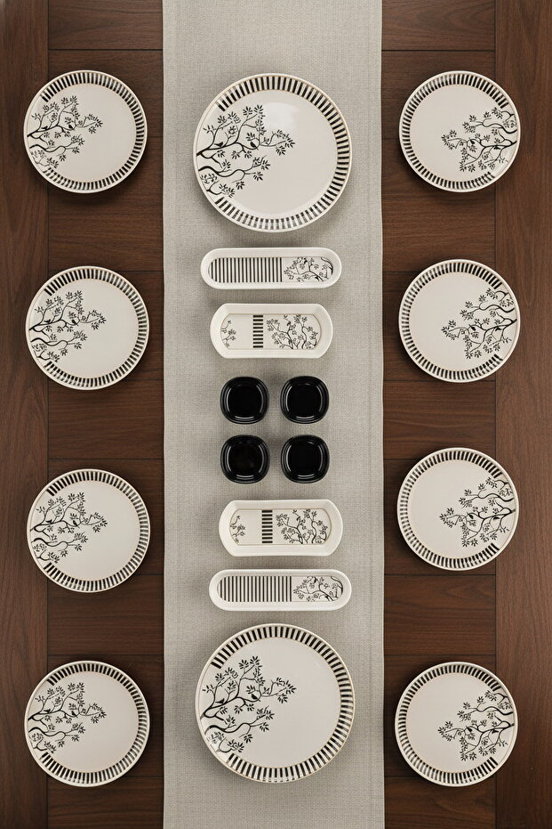 Black Flow 18 Piece Luxury Breakfast Set for 8 People, Breakfast Set