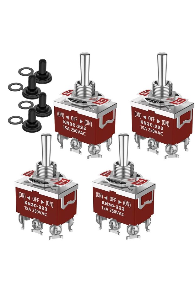 4pcs 4pcs Momentary Toggle Switch DPDT 6 Pin (ON)-Off-(ON) Waterproof 30A 12V DC,15A 250V AC Marine