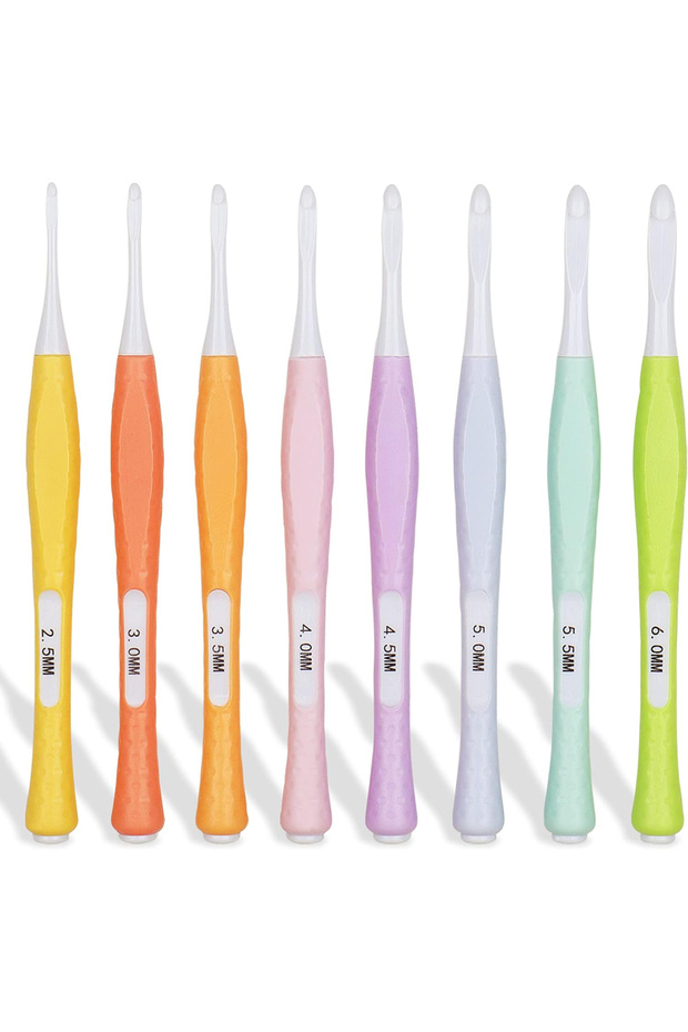 1 set 8pcs Inline Crochet Hooks Set Ergonomic Non Slip Crochet Hook for Crocheting Beginners 2.5mm-6