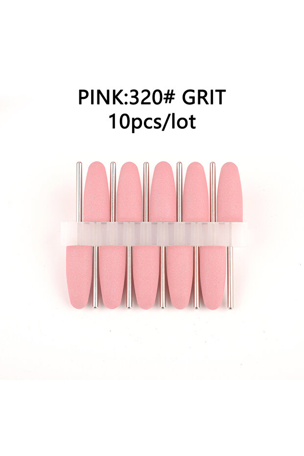 Pink 10pcs Nail Drill Bit Rubber Manicure Drills Electric Rotary Milling Cutter Polishing Tools Nail