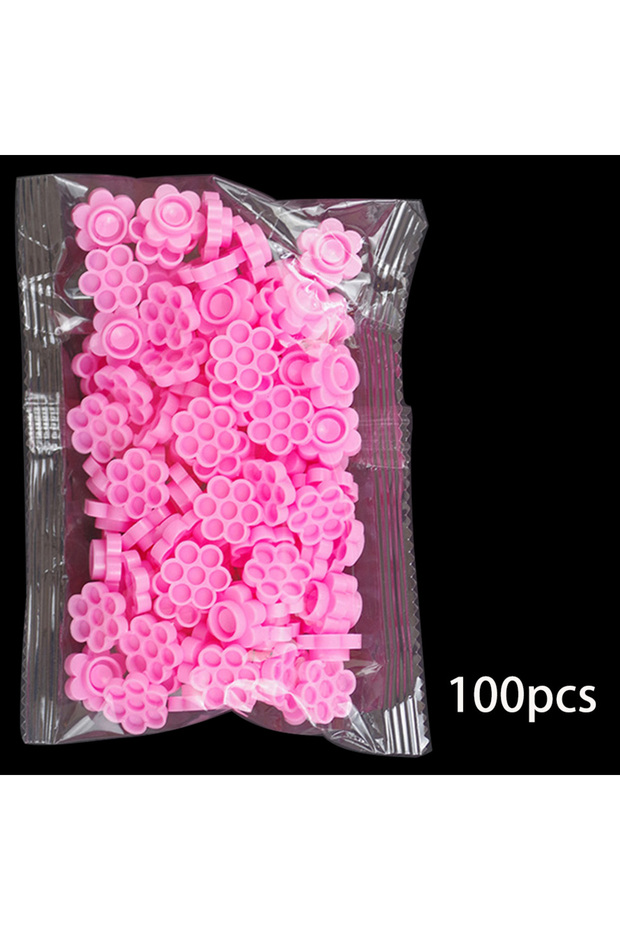 DUTRIEUX PinkFlower 100pcs 100/200pcs Eyelash Glue Cup Individual Eyelashes Cups Tattoo Pigment Hold