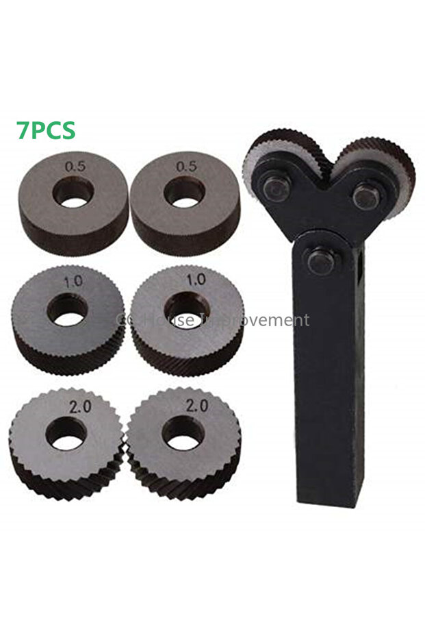 Dual Wheel Knurling Tool Kit 7pcs 0.5mm 1mm 2mm Wheel Linear Pitch Knurl Set Steel Lathe Cutter Whee