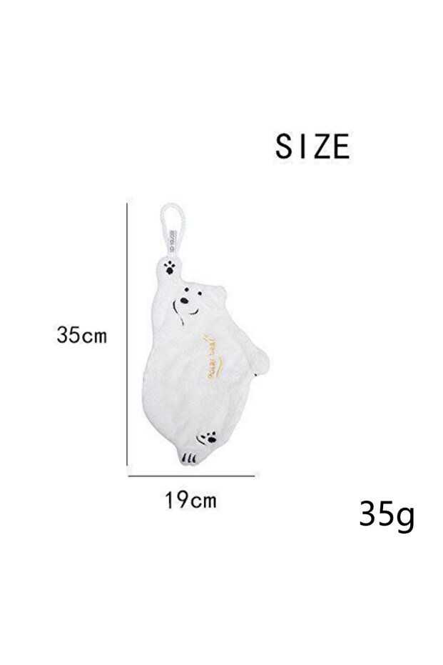 L White Polar Bear Hand Wiping Towel Super Absorbent Hanging Kitchen Towel Coral Design Thick Cartoo