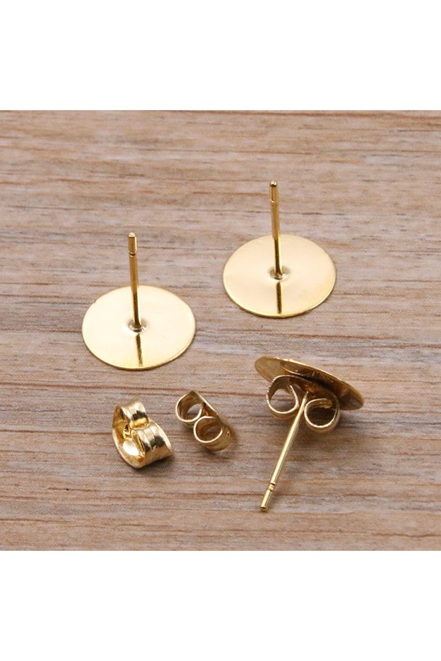 10mm-50pcs 50-100pcs 2 Color Stainless Steel Earring Studs Blank Post Base Pins With Plug Findings E