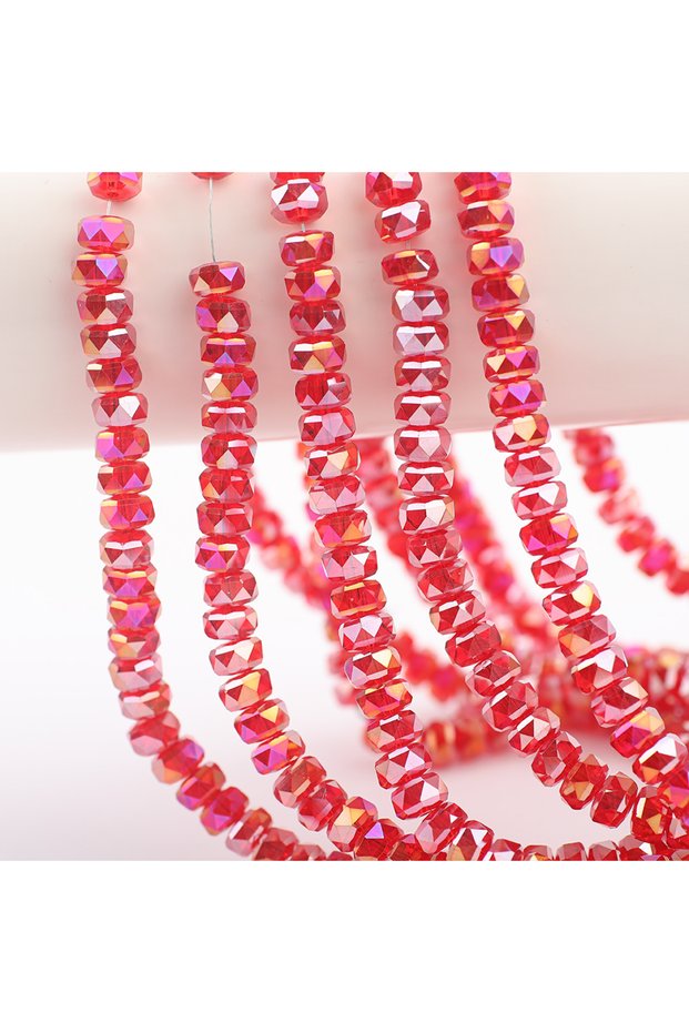 HongAB 75Pcs/Lot 5x8mm Wheel Beads Natural AB Faceted Crystals Glass Beads for Jewelry Making DIY Br