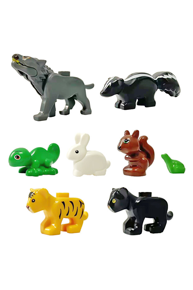 8pcs Forest animals 8pcs Forest Animals Asst MOC Building Blocks Set DIY Toys Wolf Skunk Tiger Leopa
