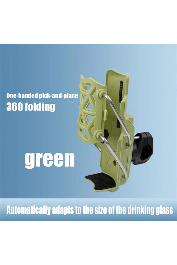Green Adjustable Motorcycle Bike Cup Holder Handlebar Water Bottle Bike Mount For 32-77mm For Harley