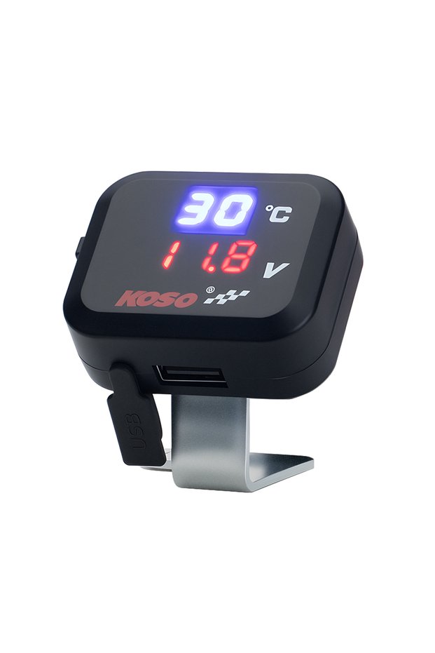 black 3IN1 Motorcycle USB Fast Charger with Thermometer and Voltmeter Waterproof USB Sockets For Cel