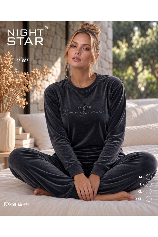 French Velvet Be the Sunshine Printed Smoked Pajama Set
