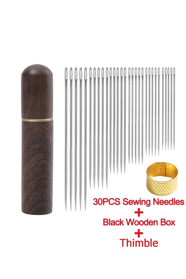 black wood box Side Hole Blind Sewing Needles Stainless Steel Elderly Needles Hand Sewing Stitching