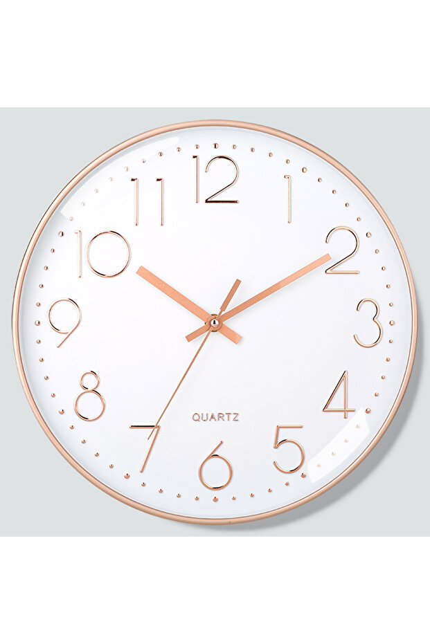 Rose Gold 8 Inch Mute Quartz Wall Clock Cubic Digital Clock Living Room Bedroom Wall Clock Simple Di