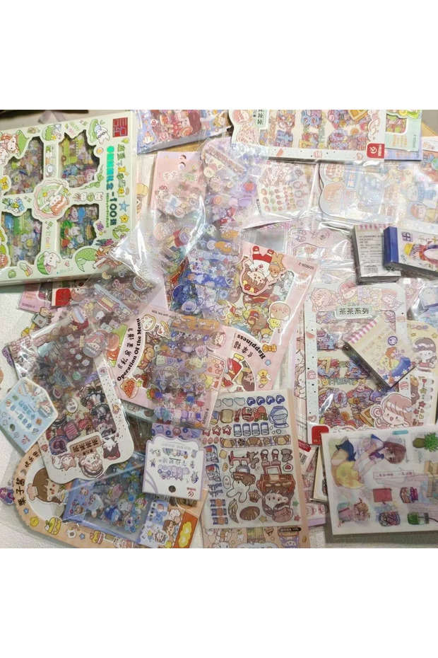 500g Random 20-200 PCS Goo Card Cute Stickers Kawaii Cartoon Laser Sticker No repeat for Diary DIY S