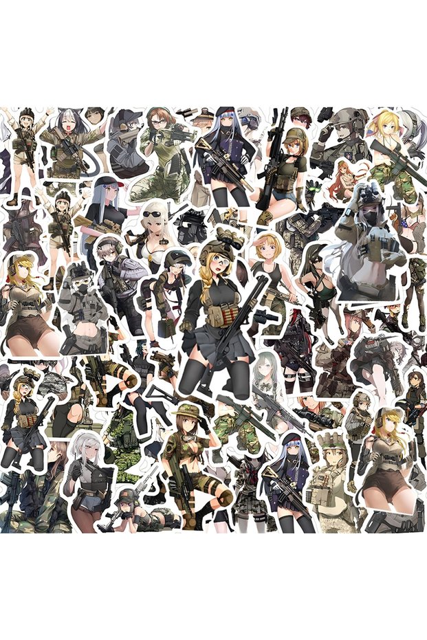 60pcs 10/30/60pcs Camouflage Female Soldiers Stickers Cool Anime Girl Decal DIY Skateboard Phone Sui